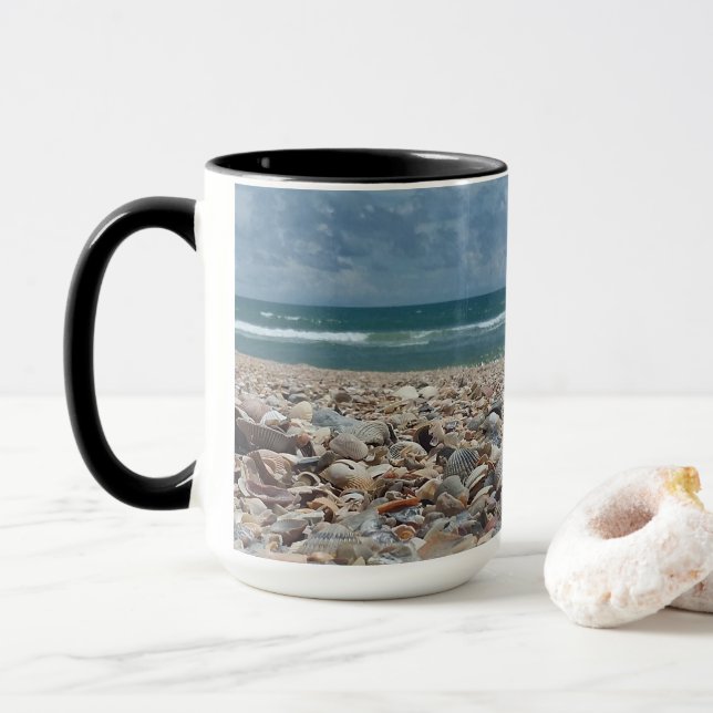 Caneca Flórida Seashell Atlantic Ocean Beach Foto (Com Donut)