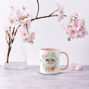 Caneca FlorL Rosa Mãe Estabelecida Nome Ano à Mão