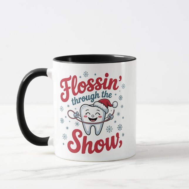 Caneca Flosso Através do Natal Engraçado da Neve (Esquerda)
