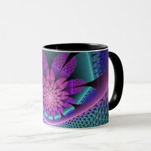 Caneca Flower Fractal - Incomum - Padrão Colorida Fantasi