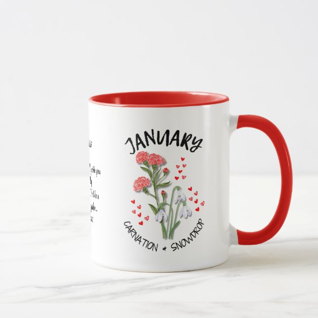 Caneca Flower Mês de Nascimento Personalizado JANEIRO (Direita)