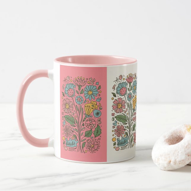 Caneca flowers coffee mug (Com Donut)