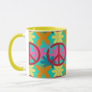 CANECA FLOWOR POWER PEACE KITCHEN COFFEE MUGS - GROOVY