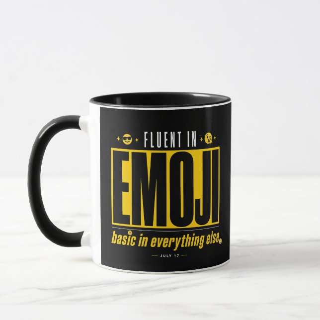 Caneca Fluente em Emoji | Caneca de Café Engraçada (Esquerda)