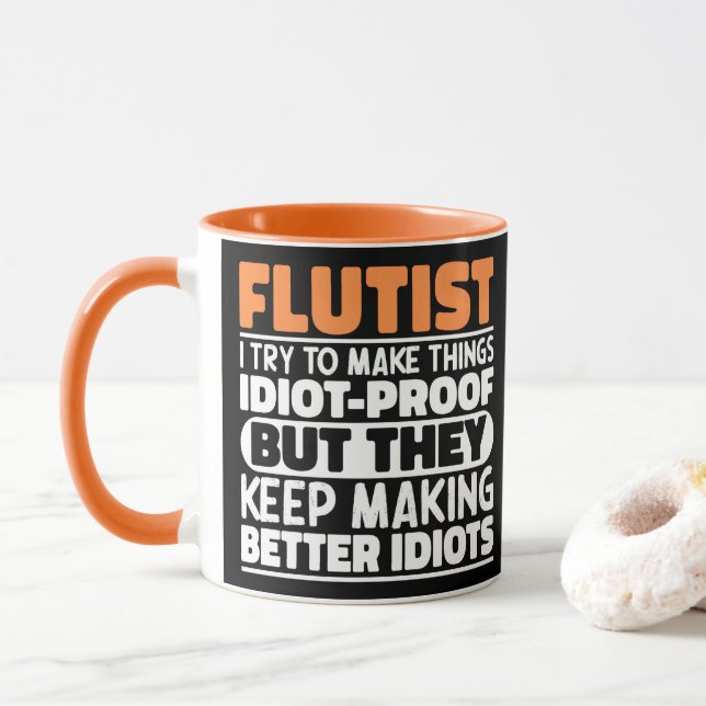 Caneca Flutista Tento Fazer Coisas Engraçadas Ditos Fluti (Com Donut)
