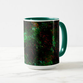 Caneca Flutuação das manchas escuras em verde-vivo e verm