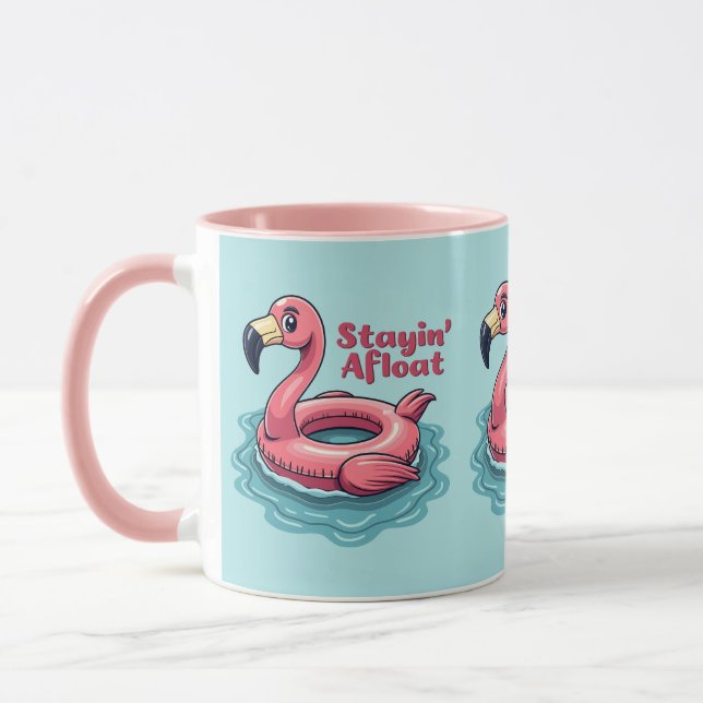 Caneca Flutuador de Flamingo Retro Divertido Verão (Esquerda)