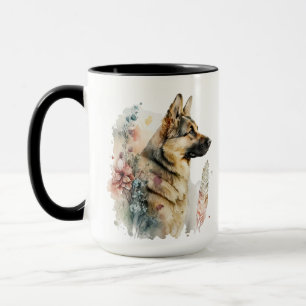 CANECA FLUXAS BELAS DE CACHORRO DE GERMAN SHEPHERD DE ÁGU