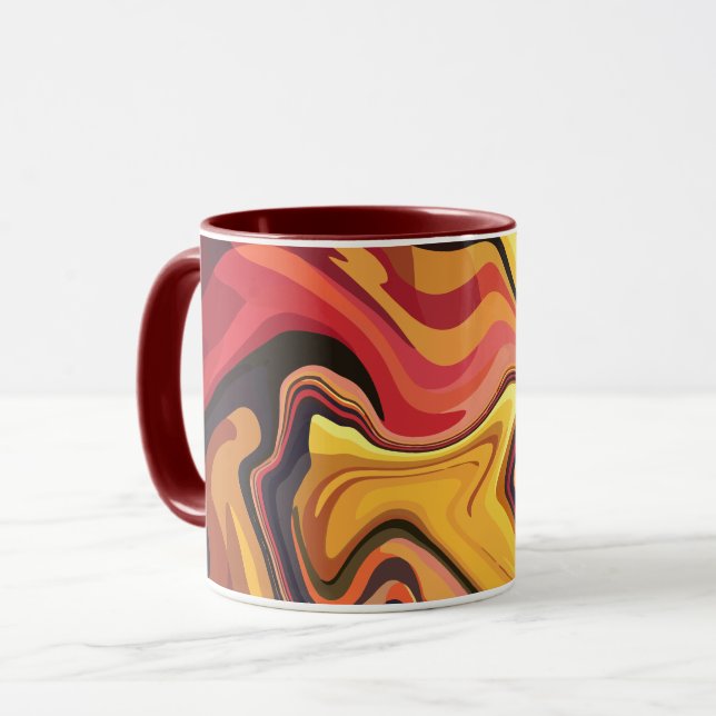 Caneca Fluxo de Abstrato vermelho, laranja e amarelo vibr (Frente Esquerda)