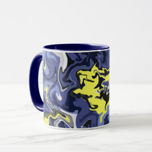 Caneca Fluxo etéreo de Amarelo e Azul
