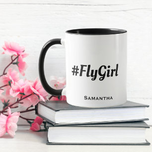 Caneca #FlyGirl Tipografia Nome Personalizado Simples Mod