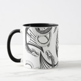 Caneca Flying Dragon in dark gray and white.