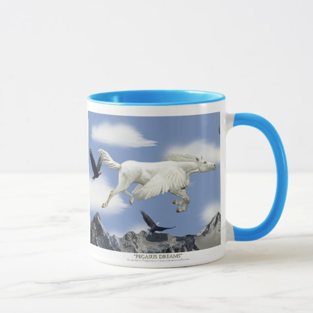 Caneca Flying Pegasus, Eagle & Mountain Fantasy Art (Direita)