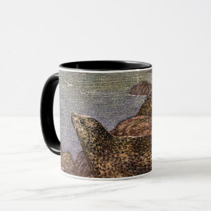 Caneca Focas, Animais Marinhos Antigos da Vida Oceânica