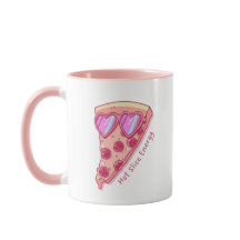 Caneca Fofa de Amante de Pizza com Óculos de Sol d