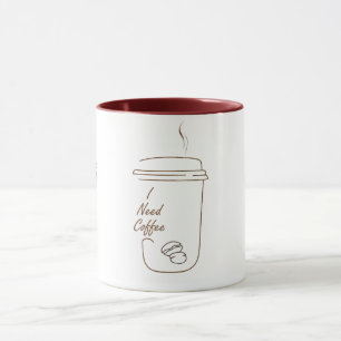 Caneca Fofa de Desenho Simples com Café