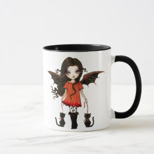 Caneca Fofa de Halloween Pequeno Vampiro com Gatos