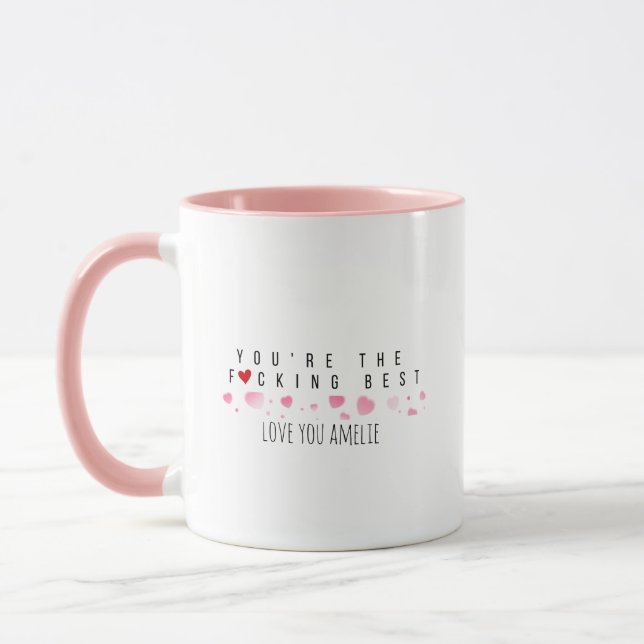 Caneca Fofo personalizado Você é o melhor Rosa (Esquerda)