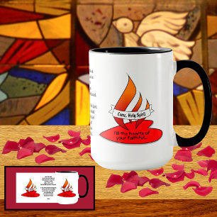 Caneca Fogo ou Chama e Coração com Citação de Pentecostes