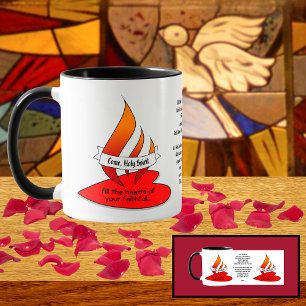 Caneca Fogo ou Chama e Coração com Citação de Pentecostes
