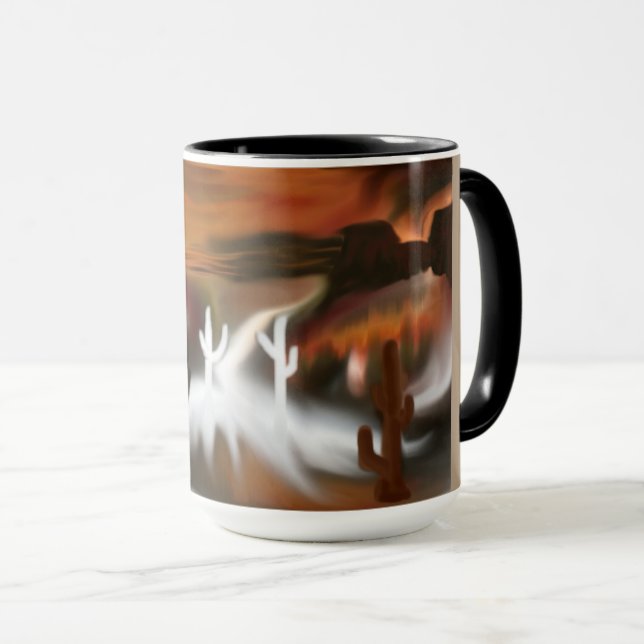 Caneca Fogo Sudoeste e Arte Abstrato de Gelo (Frente Esquerda)