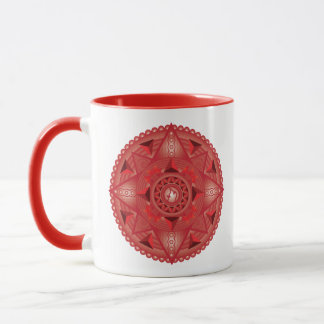 Caneca Fogo Tetraedron Red Mandala Dois Tons