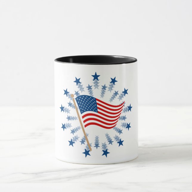 Caneca Fogueira Explosão de Estrelas da Bandeira American (Centro)
