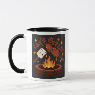 Caneca Fogueira 'Vamos Acender' – Marshmallow e Cachorro