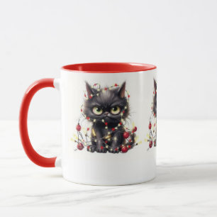 Caneca Foguetes de Gato Irritados no Natal Negro