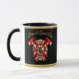 Caneca Folha de ouro de Crachá vermelho e Dourado