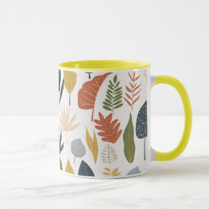 Caneca Folha de outono bonito Padrão colorido Amarelo ala