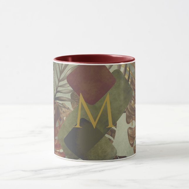 Caneca Folha de palma da Monstera tropical Boho, 70 anos, (Centro)