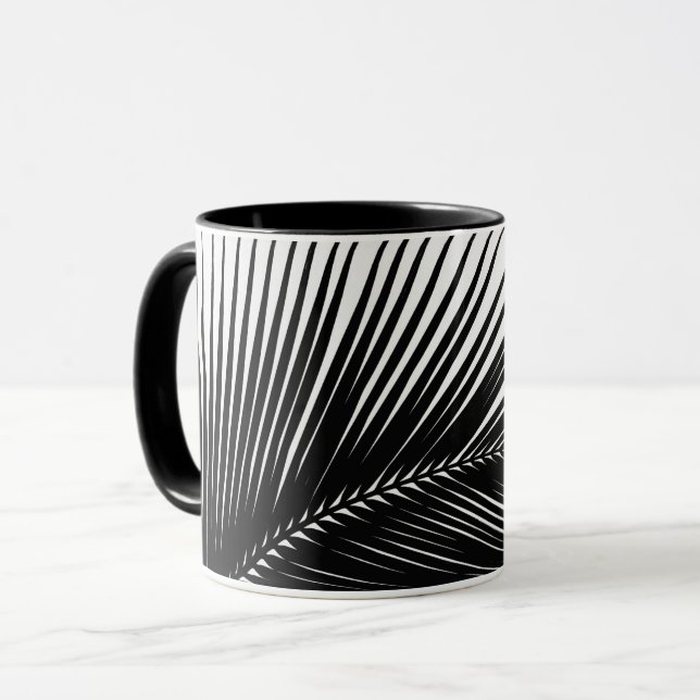 Caneca Folha de palma - preto e branco (Frente Esquerda)