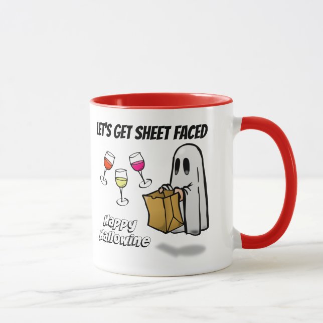 Caneca Folha Enfrentada Fantasma Feliz Hallowine (Direita)