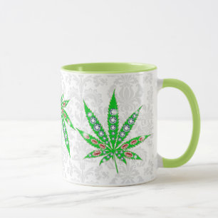 Caneca Folha Médica Verde com Bling e Faíscas