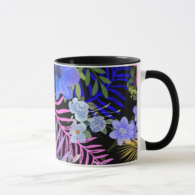Caneca Folhagem Botânica Fern Retro Floral Colorida (Direita)