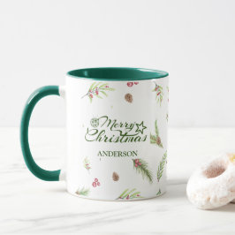 Caneca Folhagem mínima moderna Escrita elegante Natal
