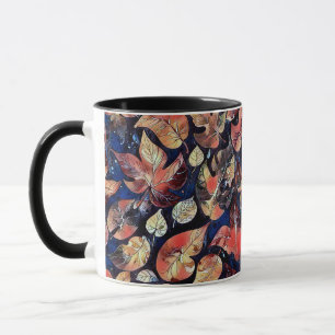Caneca Folhas à Meia-Noite – Padrão Botânico Abstrato