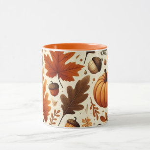 Caneca Folhas/abóboras/boletas clássicas do outono