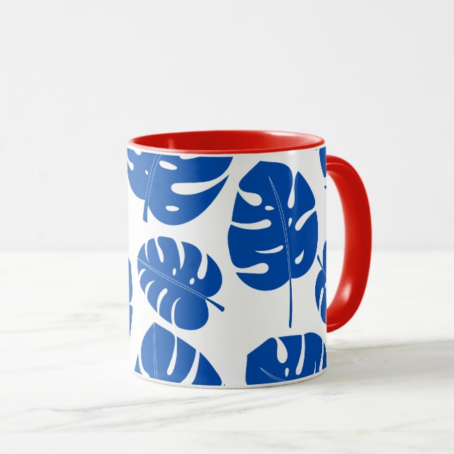 Caneca Folhas Azuis Escuras (Frente Esquerda)