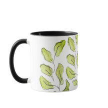 Folhas Botânicas Artísticas em Aquarela Verde