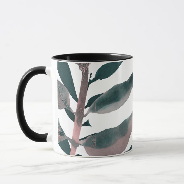 Caneca Folhas Botânicas de Aquarela de Vegetação Rústica  (Esquerda)
