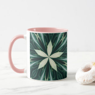 Caneca Folhas Brancas Em Um Caleidoscópio De Floresta Ver