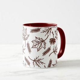 Caneca Folhas Castanho De Queda Descrevem Lâmpadas De Doi