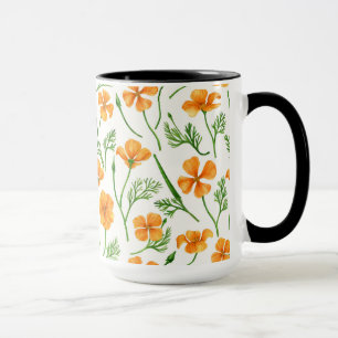 Caneca Folhas da Califórnia, flores no verão, verdinho