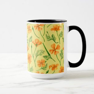 Caneca Folhas da Califórnia, flores no verão, verdinho
