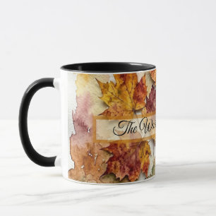 Caneca Folhas de Aquarela de Outono e Arte de Folhagem de