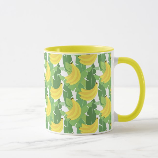 Caneca Folhas De Banana E Padrão De Fruta (Direita)