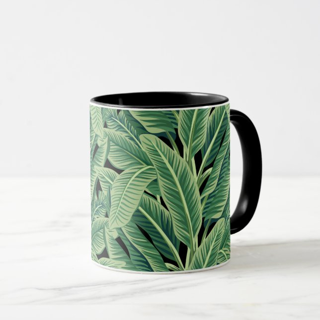 Caneca Folhas de Banana Tropical Verde (Frente Esquerda)