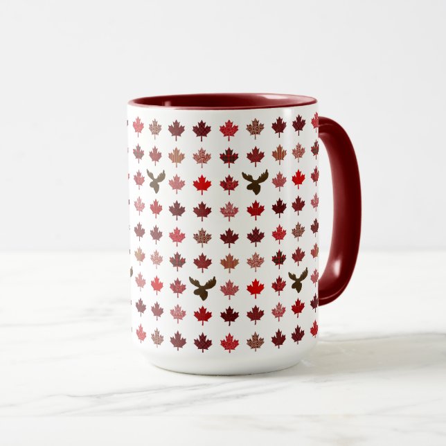 Caneca Folhas de bordo e alces vermelhos de Canadá (Frente Esquerda)